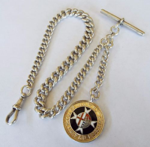 Victorian Silver Watch Chain & Silver Gwr Fob