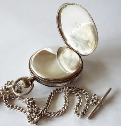 fig 2. Antique 1919 silver Selezi pocket watch & chain