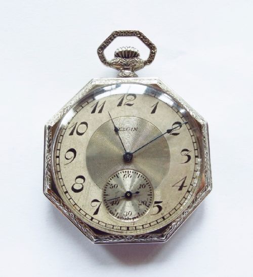 fig 1. A 1925 Elgin pocket watch with a superb case