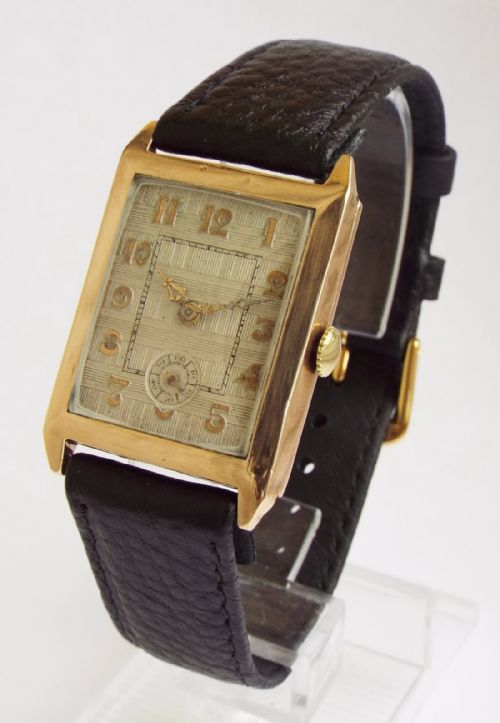 fig 1. A gents charming 1929 gold Art Deco wrist watch