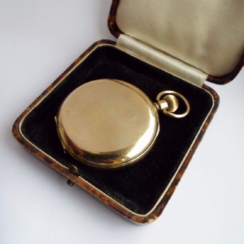 fig 1. Antique full hunter pocket watch, boxed