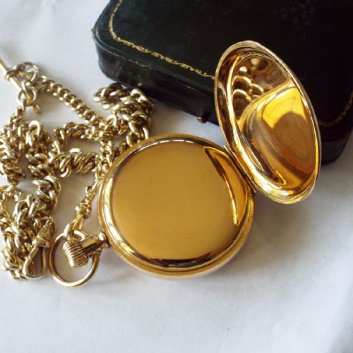 fig 3. Antique Waltham half hunter pocket watch, chain and box