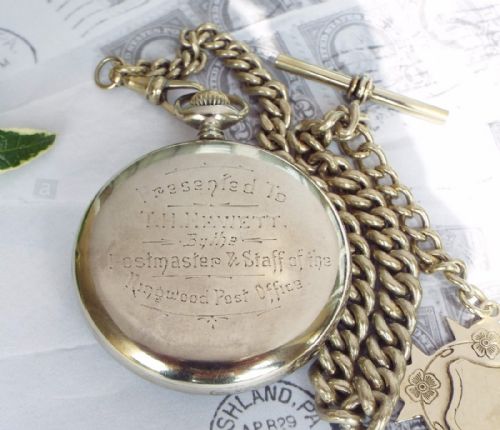fig 1. 1920s Pinnacle pocket watch and chain, Kingwood