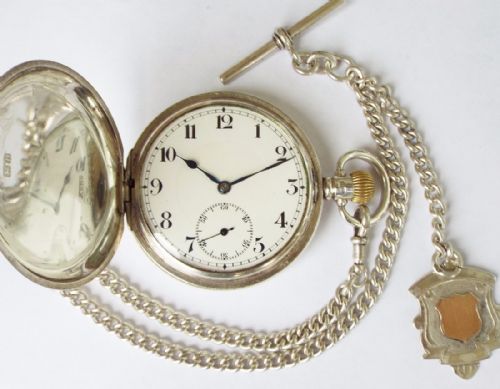 1920s Silver Hunter Pocket Watch, Urania Watch Co