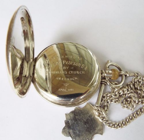 fig 2. 1920s silver hunter pocket watch, Urania Watch Co