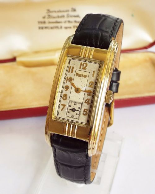 A 1950s Parker Curvex Wrist Watch, Boxed