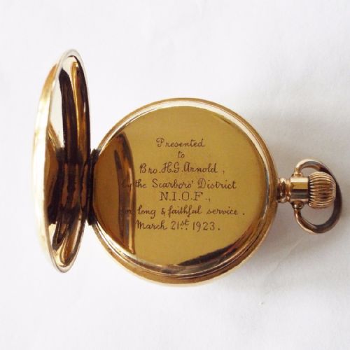 fig 1. Antique Waltham pocket watch, 1908, freemasons