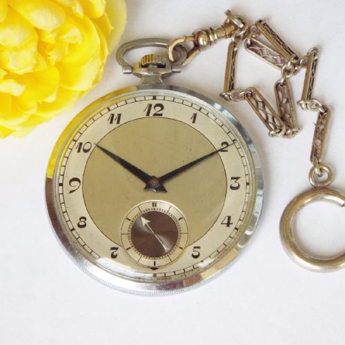 fig 1. A rare 1940s Marvin pocket watch with chain