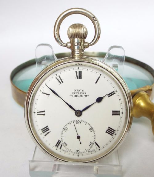 1920s Silver Kays Keyless “Triumph” Pocket Watch