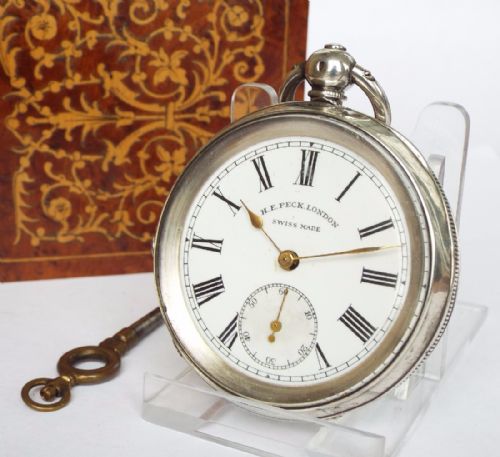 Antique Silver Pocket Watch, H E Peck, London