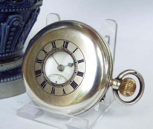 Antique Rotherham Silver Half Hunter Pocket Watch
