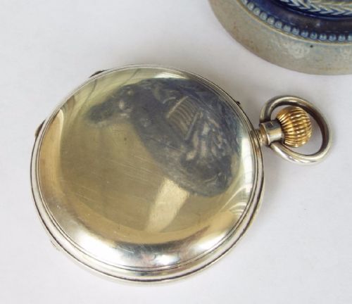 fig 2. Antique Rotherham silver half hunter pocket watch