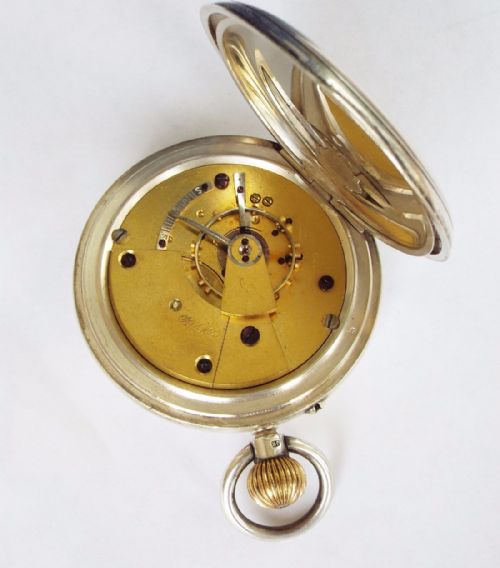 fig 3. Antique Rotherham silver half hunter pocket watch