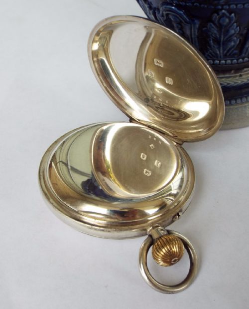 fig 4. Antique Rotherham silver half hunter pocket watch