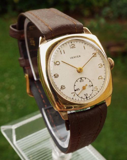 fig 1. Gents 1940s 9ct gold Vertex wrist watch