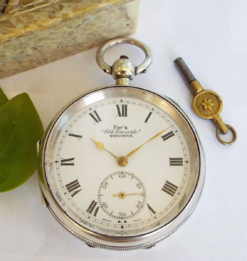 fig 1. A 1930 silver Kays “Old Favourite” pocket watch