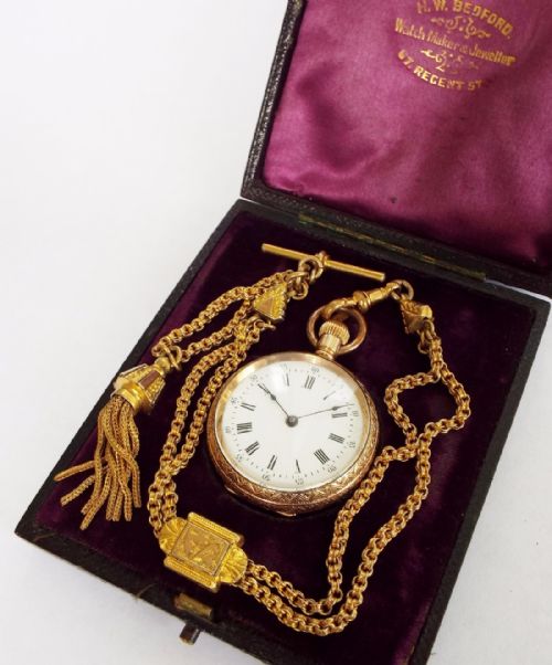 fig 1. A lady’s antique Waltham Seaside fob watch & chain