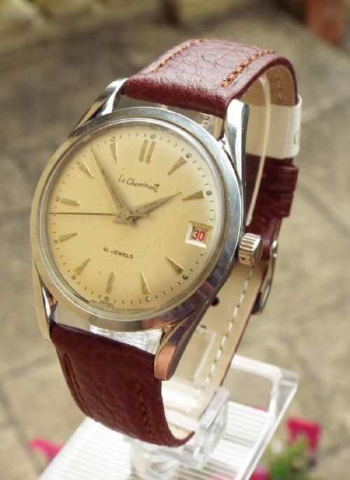 fig 1. Gents 1950s Le Cheminant automatic wrist watch