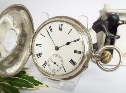 Antique English Silver Half Hunter Pocket Watch