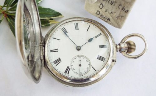 fig 1. Antique English silver half hunter pocket watch