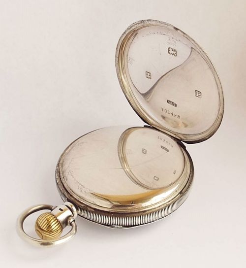 fig 2. Antique 1914 silver Harris Stone pocket watch.