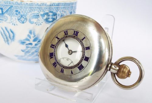 An Antique Silver Half Hunter Pocket Watch, 1918