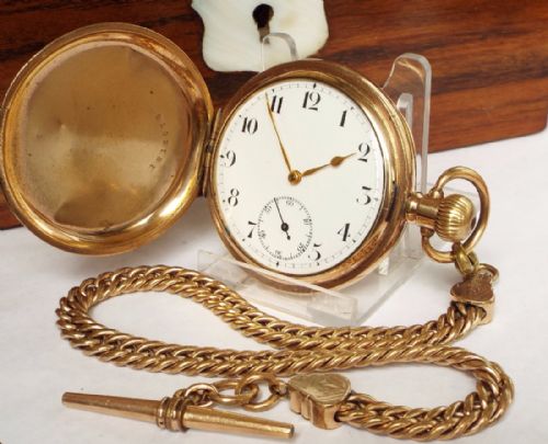 An Antique Full Hunter Pocket Watch from Kay & Co Ltd, with Chain