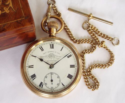 fig 1. Thomas Russell gold plated pocket watch and chain