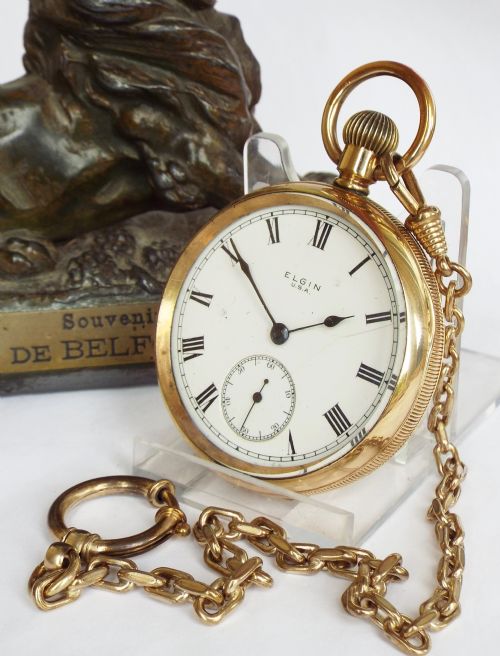 Antique 1916 Elgin Pocket Watch and Albert