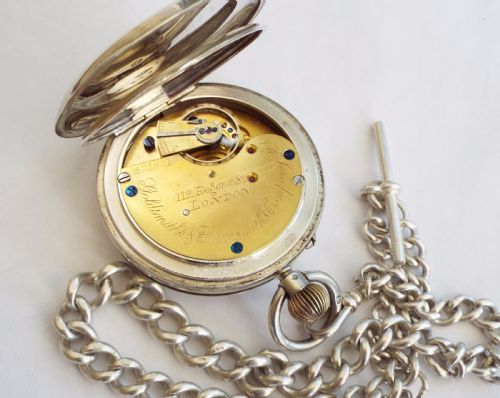 fig 5. 1924 English silver hunter pocket watch & chain
