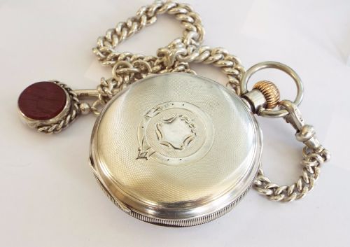 fig 2. 1938 silver pocket watch with silver chain