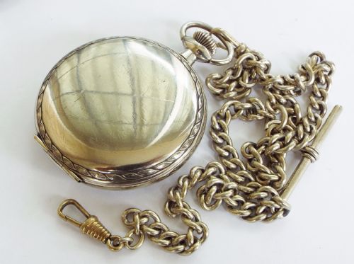 fig 1. 1944 Elgin pocket watch with chain