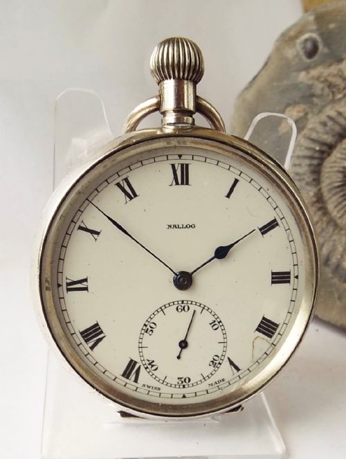 An Antique Nallog Silver Pocket Watch, 1918.
