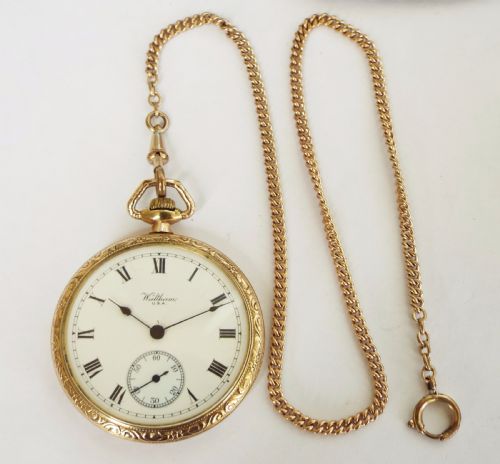 fig 1. 1920 Waltham pocket watch with chain