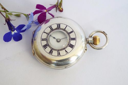 1908 Miniature Silver Half Hunter Pocket Watch