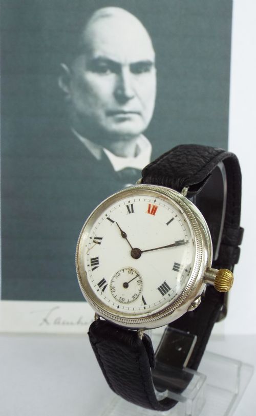 Antique Silver Trench Watch with Ormsby Crest