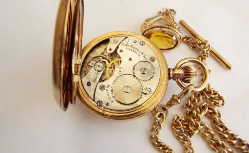 fig 2. Thomas Russell half hunter watch, chain and fob