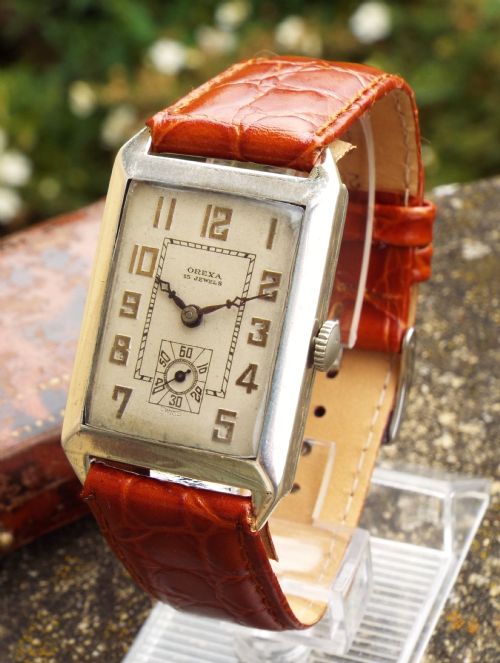 Gents Silver Orexa Art Deco Wrist Watch, 1928