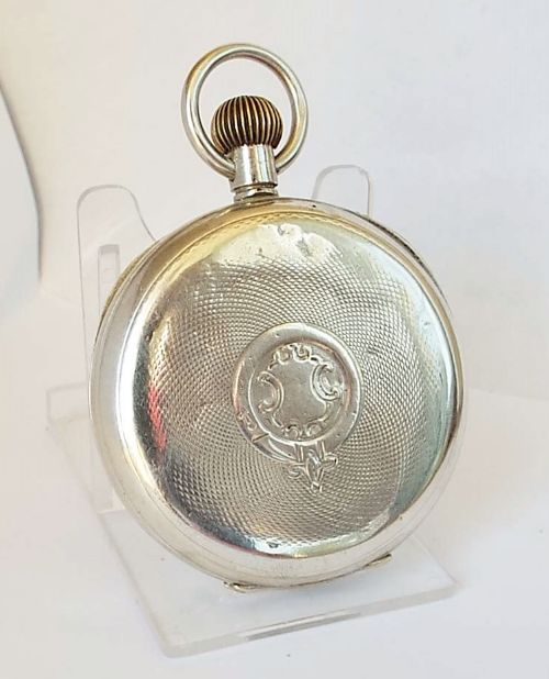 fig 1. Antique 1919 Nidor  silver pocket watch.