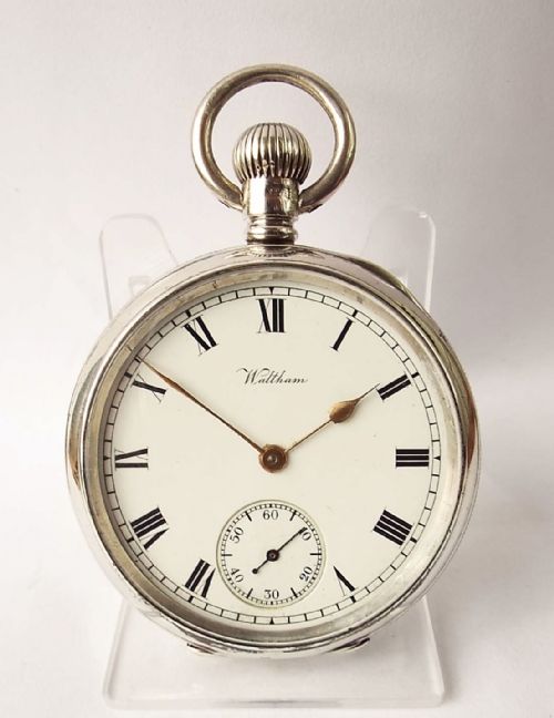 An Antique Silver Waltham Pocket Watch, 1910.