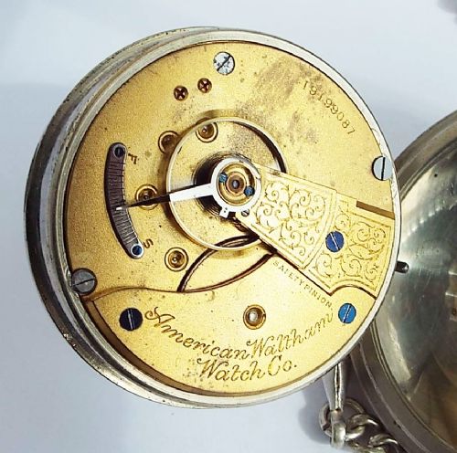 fig 2. A chunky 1913 Waltham pocket watch & chain.