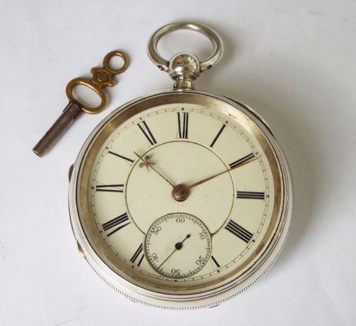 fig 1. Antique silver fusee pocket watch, Bradford, 1891