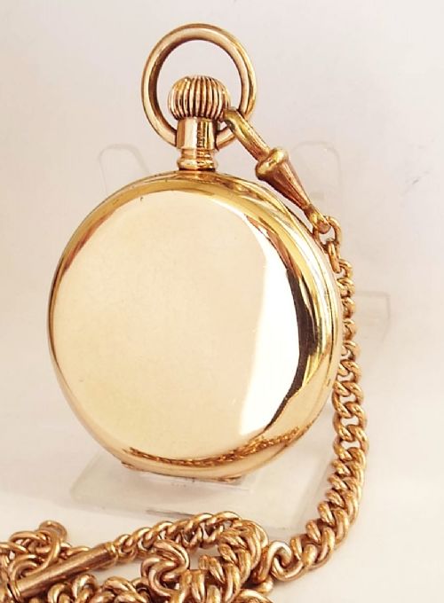 fig 1. An antique Waltham full hunter pocket watch & chain.