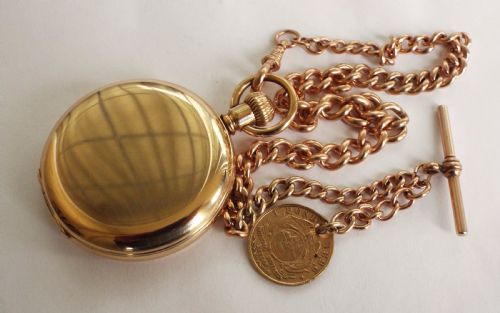 fig 1. 1903 Waltham Traveler pocket watch with chain