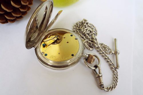 fig 3. 1928 Rotherhams silver hunter pocket watch and chain
