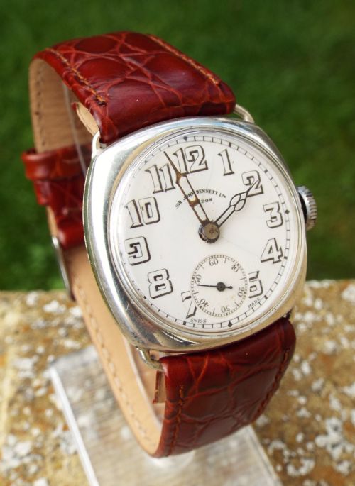 fig 1. 1927 silver wristwatch from Sir John Bennett