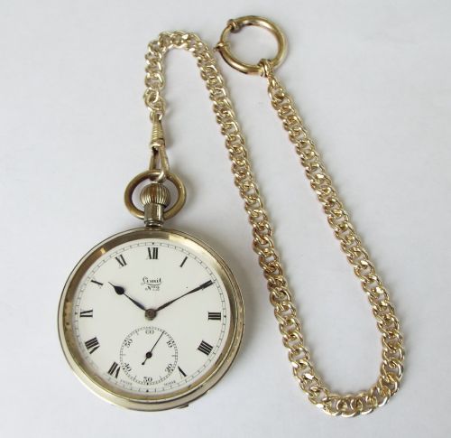 fig 1. 1930s Limit No 2 pocket watch with chain