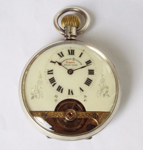 fig 1. Antique silver Hebdomas pocket watch, Schild & Cie