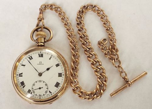 fig 1. 1920s Omega pocket watch with chain