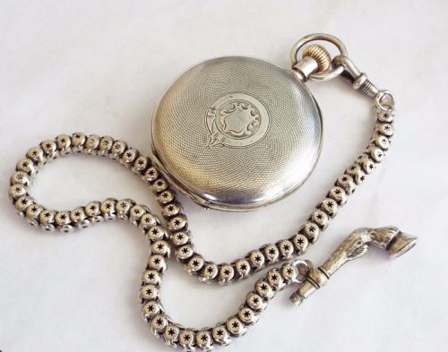fig 2. 1918 silver Limit half hunter pocket watch & chain